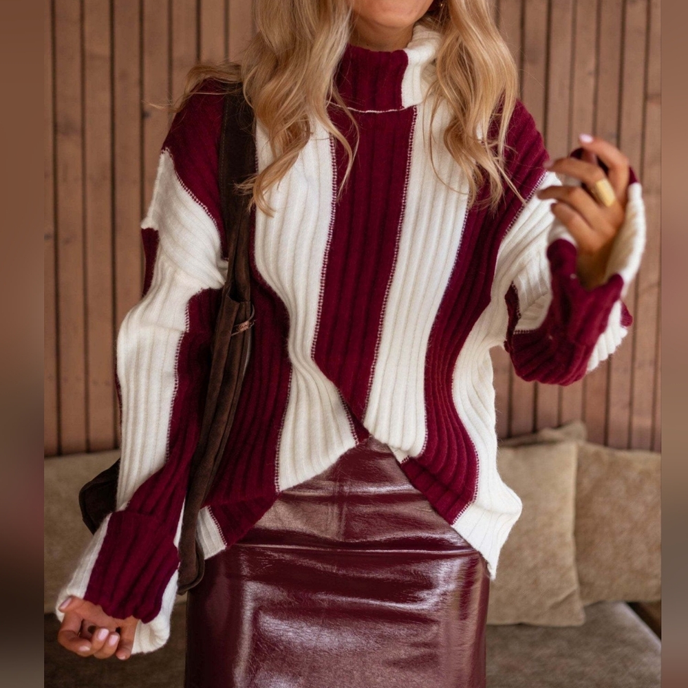 Colorblock Turtle Neck Sweater - Picture 7 of 11